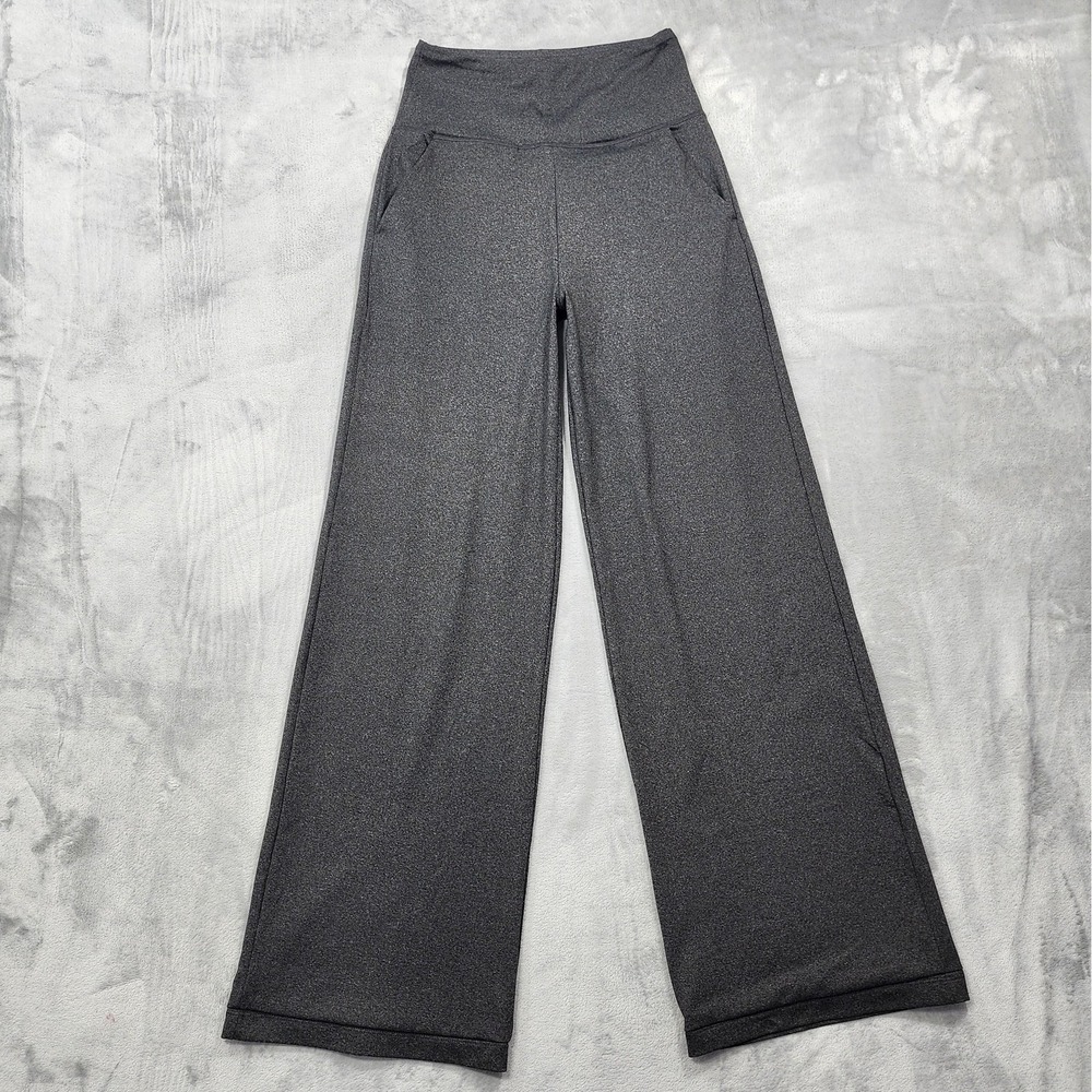KiraGrace Pants Womens M TALL Gray Wide Leg High Rise Yoga Gym Lounge Stretch